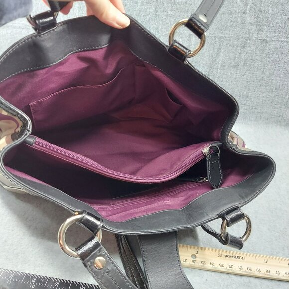 Coach Signature Soho Hobo Tote Bag F13739 Tan & Purple Womens Handbag 11" x 9" x - Picture 8 of 9